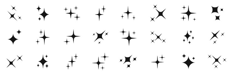Star vector icon set. Star sparkle symbols. Stars collection. Sparkle vector icons. Vector - obrazy, fototapety, plakaty