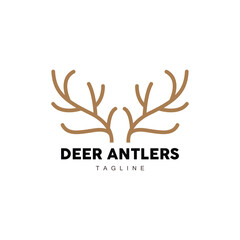 Deer Horn Logo, Animal Vector, Minimalist Simple Design, Illustration Symbol Icon