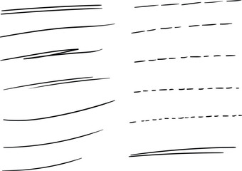 Hand drawn underlines,circles,rings,stroke, black lines