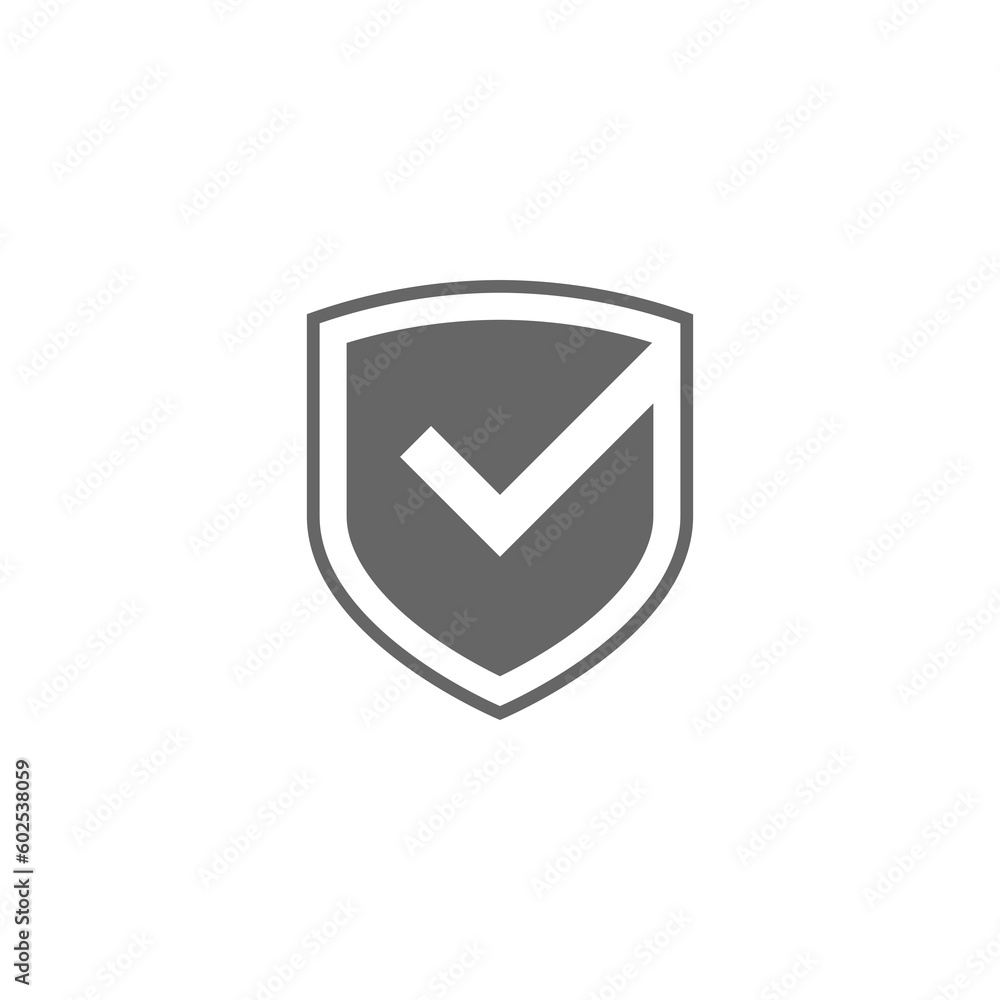 Sticker Shield with check mark icon isolated on transparent background