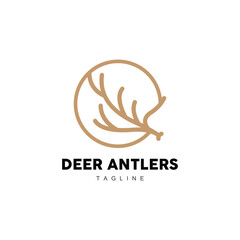 Fototapeta premium Deer Horn Logo, Animal Vector, Minimalist Simple Design, Illustration Symbol Icon