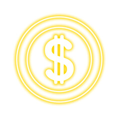 Obraz premium Neon Coin symbols of currencies on a transparent background. Dollar, euro, pound, yuan, ruble. Design element