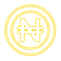 Neon Coin symbols of currencies on a transparent background. Dollar, euro, pound, yuan, ruble.  Design element