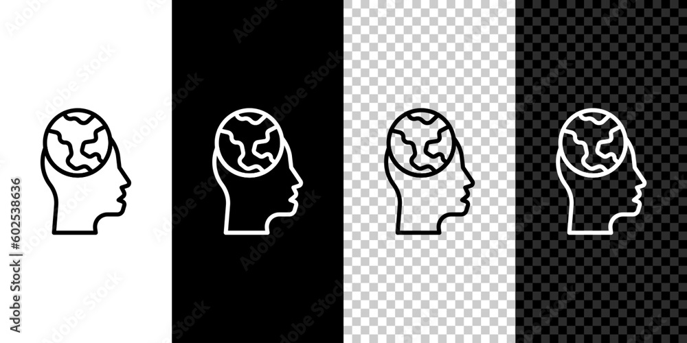Poster set line learning foreign languages icon isolated on black and white, transparent background. transl