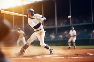 Fototapeta na wymiar man sport athlete team bat player outdoors game field baseball ball. Generative AI.