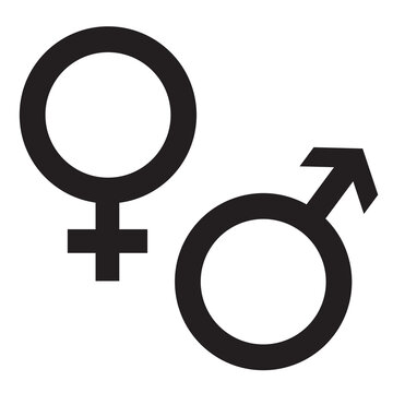 gender symbol, male and female isolated on white background