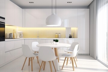 modern house table design interior light home furniture chair dining kitchen. Generative AI.