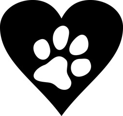 Paw print heart PNG illustration 