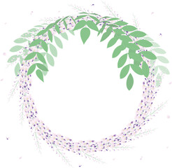 藤の花の輪を描いたフレームイラスト