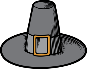 Black pilgrim hat PNG illustration