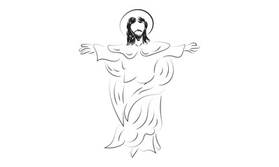 Happy Ascension Day Design with Jesus Christ In Heaven
