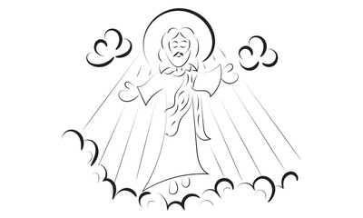 Happy Ascension Day Design with Jesus Christ In Heaven