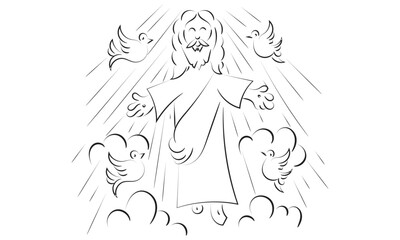 Happy Ascension Day Design with Jesus Christ In Heaven