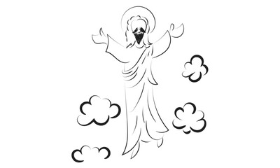 Happy Ascension Day Design with Jesus Christ In Heaven