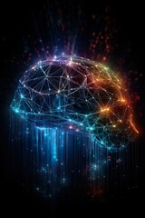 A conceptual image of a human brain connected to a network