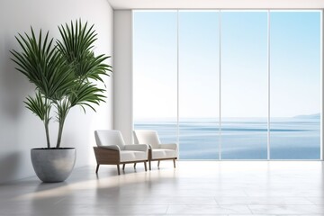 Fototapeta na wymiar plant empty design interior chair home window floor wall vase indoor. Generative AI.