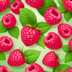 Pattern with berries and raspberry leaves, beautiful wallpaper