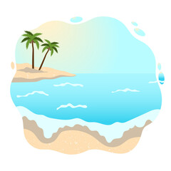 Fototapeta na wymiar Tropical island with palm trees in the ocean. Summer vacation landscape, sea