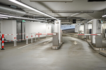 Entrance and barrier to the underground parking.