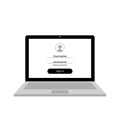 User access control authorization on laptop. Login and password of the user to the account, vector illustration