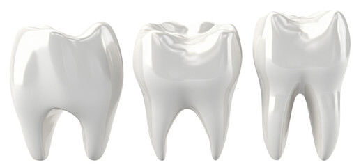 Set of white teeth models cut out. Dental health and hygiene concept. Based on Generative AI
