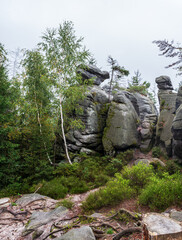 Sandstone rock formations on Ostas hill in Czech republic