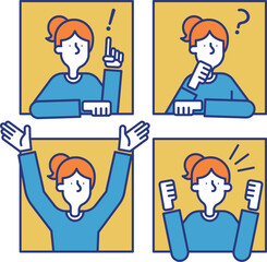 カジュアル女性のシンプルなアイコンセット（A）