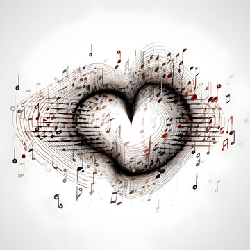 heart of notes. Illustration Generative AI