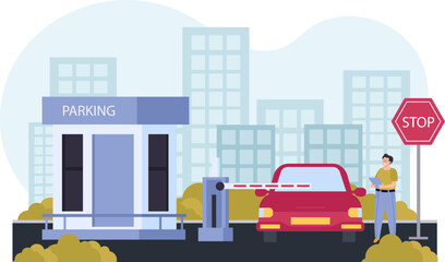 Naklejka premium Parking Flat Colored Composition