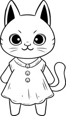 Cat vector illustration. Black and white Cat coloring book or page for children