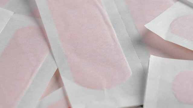 New unused medical patches close up. Rotation