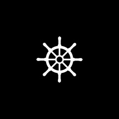  Steering ship wheel icon isolated on  black background 
