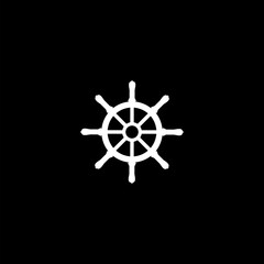 Obraz premium Steering ship wheel icon isolated on black background 
