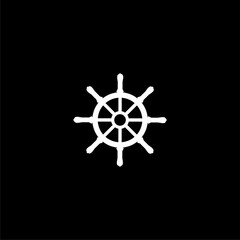  Steering ship wheel icon isolated on  black background 