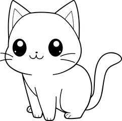 Cat vector illustration. Black and white Cat coloring book or page for children