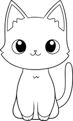 Cat vector illustration. Black and white Cat coloring book or page for children