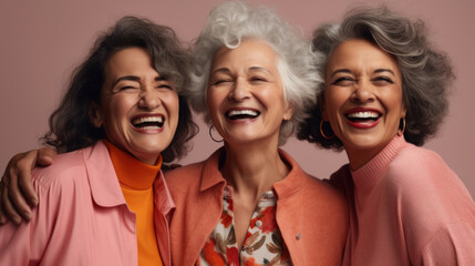 Obraz premium A vibrant portrait of multicultural women radiating happiness. Generative AI
