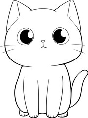 Cat vector illustration. Black and white Cat coloring book or page for children