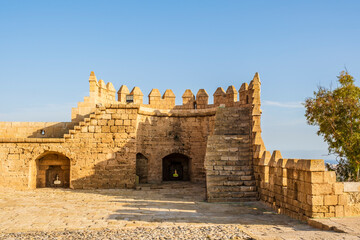 The Alcazaba of Almeria, a fortified complex in southern Spain, constrution of defensive citadel. Almeria, Andalusia, Spain.