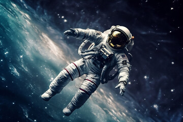 Astronaut in outer space over the planet
