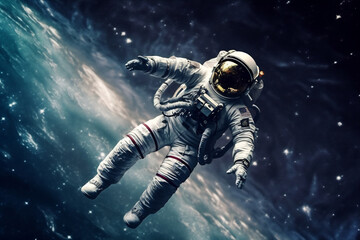 Fototapeta premium Astronaut in outer space over the planet