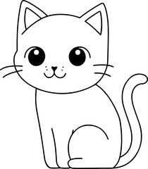 Cat vector illustration. Black and white Cat coloring book or page for children