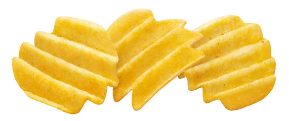 Three delicious potato chips cut out