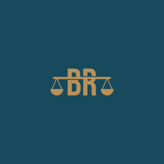 Initial BR scale law firm logo, Justice logo, attorney logo, lawyer RB vector icon - obrazy, fototapety, plakaty