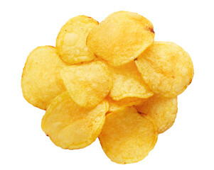 Delicious potato chips cut out