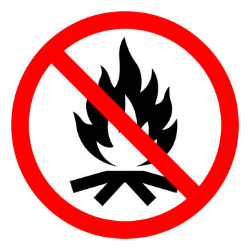 No Campfire Symbol Sign ,Vector Illustration, Isolate On White Background Label. EPS10