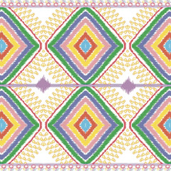 Abstract ethnic ikat pattern traditional Design for background,carpet,wallpaper,clothing,wrapping,Batik,fabric,Vector illustration.embroidery style.