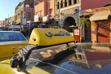 Yellow Moroccan taxi sign