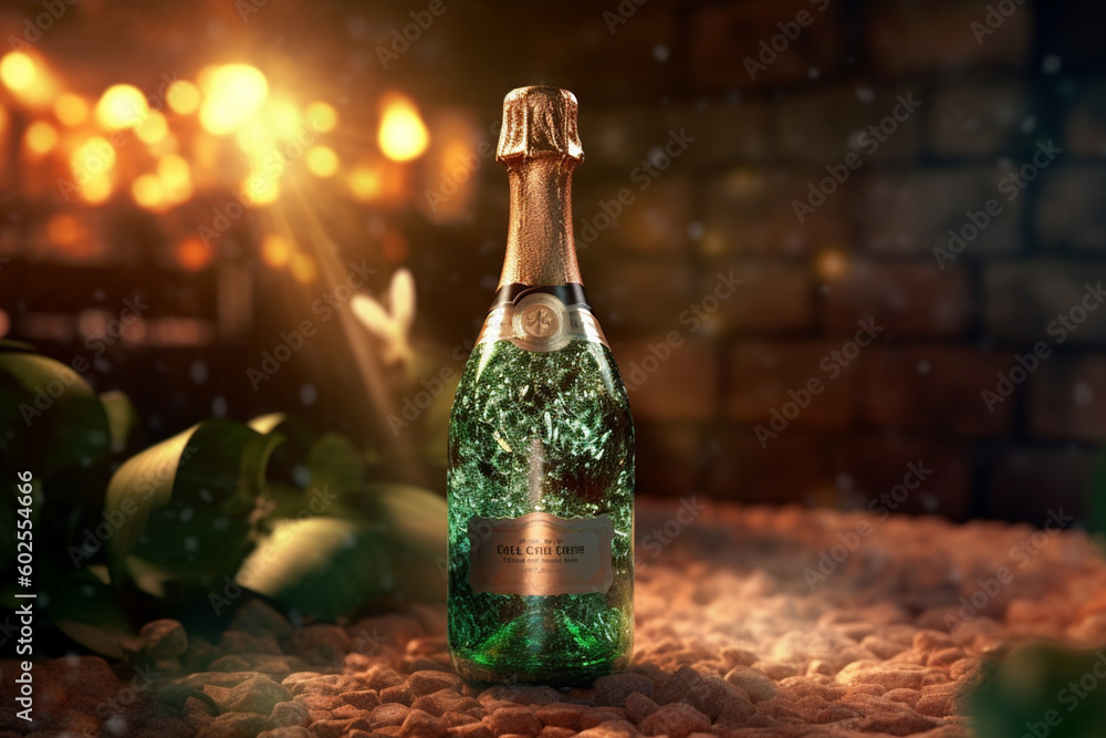 Aufkleber a sparkling wine bottle being uncorked, capturing the celebration and effervescence. generative ai t