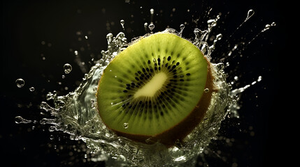 kiwi and water splash